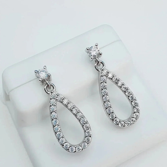 "925 Sterling Silver Cubic Zirconia Earrings, U19254846 - Picture 1 of 10